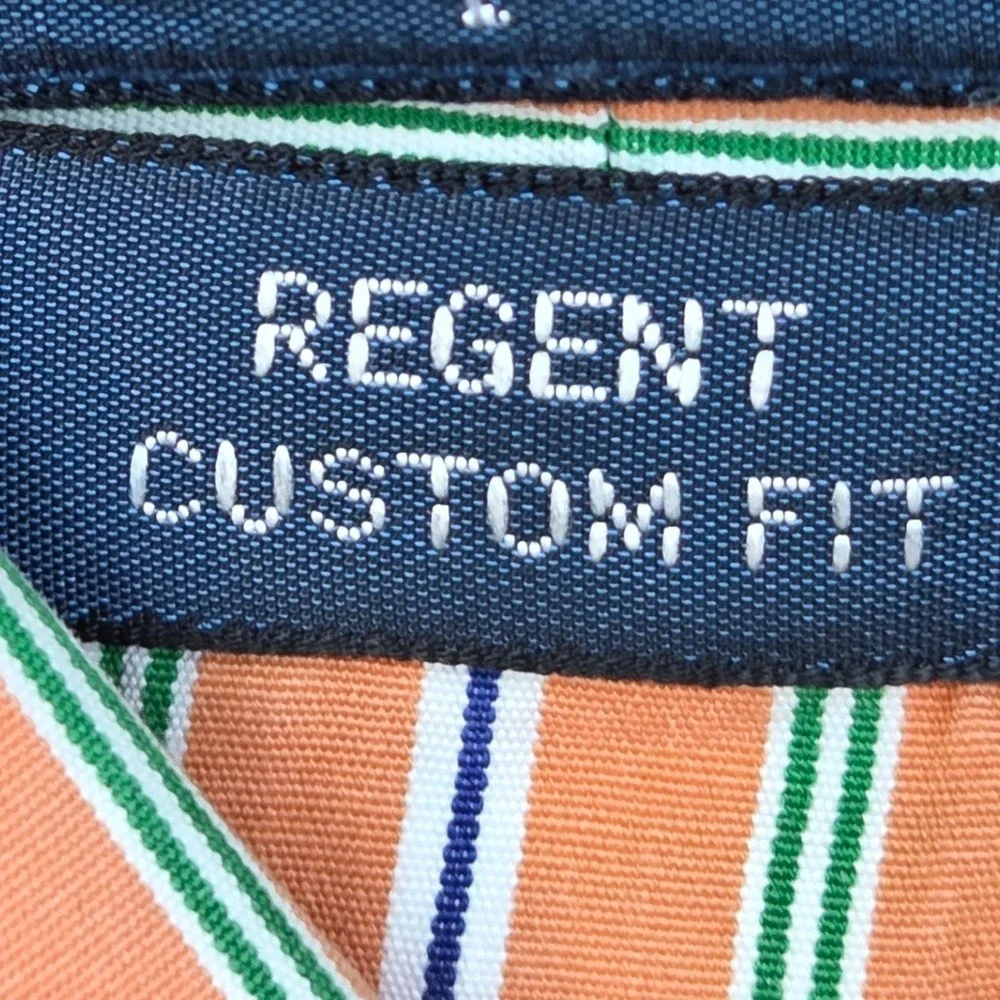 Polo Ralph Lauren Button Down Mens 16.5 Regent Custom Fit Striped Orange Multi